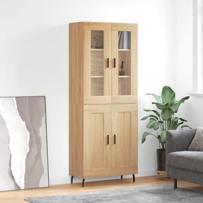 vidaXL - Hoge - kast - 69,5x34x180 - cm - bewerkt - hout - sonoma - eikenkleurig