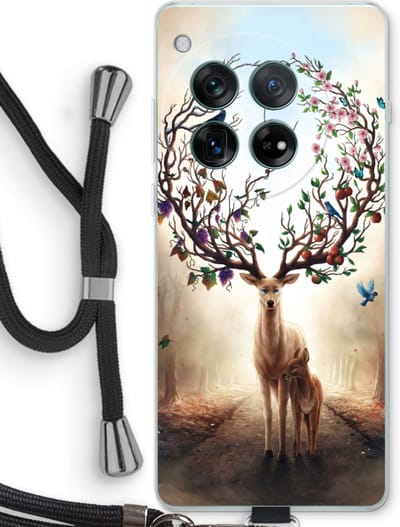 Case Company® - Hoesje met koord geschikt voor OnePlus 12r hoesje met Koord - Seasons Change - Telefoonhoesje met Zwart Koord - Bescherming aan alle Kanten en Over de Schermrand