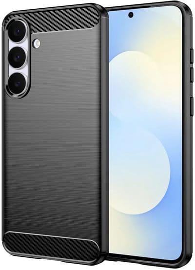 Hoesje geschikt voor Samsung Galaxy S25 FE - Techsuit Carbon Silicone Back Cover - Zwart