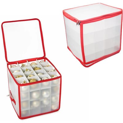 Transparante Opbergdoos voor Kerstboomballen PVC Opvouwbare Kerstversieringen Opbergdoos voor Up white