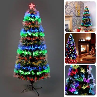 Cheqo® Kunstkerstboom Met Verlichting - Kerstboom Met Verlichting - 120 cm - Multicolor LED - Fiber Optic - Binnengebruik