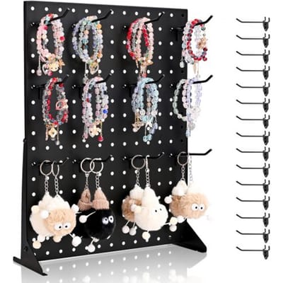 VEVOR Pegboard Display Stand, 440x330x114 mm, Presentatiestandaard met 15 haken, koudgewalst stalen bord voor supermarkten, detailhandelszaken en juwelierszaken