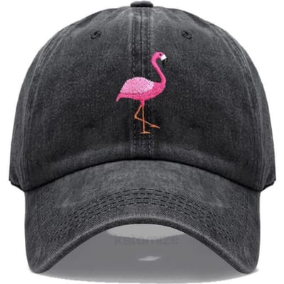 Dieren Borduurwerk Flamingo Baseballpetten Voor Mannen Vrouwen Retro Zacht Gewassen Katoen Dad Hat Snapback Pet Dropshipping Adjustable black