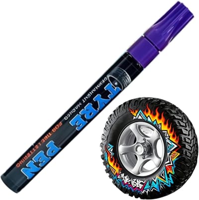 Banden Verf Marker - Velgen Pen - Voertuig Decoratie - Weerbestendig Uitwisbaar - 14 x 2 x 2 cm - Paars