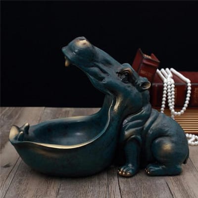 Figurine d'hippopotame, boîte de rangement de bureau, statue, bol à clés, sculpture d'hippopotame, pélican à grande bouche, clé de table, récipient à bonbons, décoration d'intérieur Small