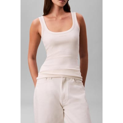 Calvin Klein Sleeveless Variegated Rib Top Tofu Taglia: S | Canottiere Outlet | Donna