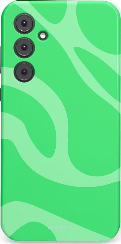 Casetastic hoesje geschikt voor Samsung Galaxy A35 - Dubbellaagse bescherming - Limoen Groene Vloeiende Golven - Fashion Case - Groen