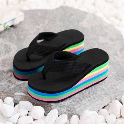 Dames Strand Slippers Zomer Antislip Schoenen Dames Sleehakken Slippers Teenslippers Sandaal Vrouw Platform Schoen Chaussure Femme 36 black