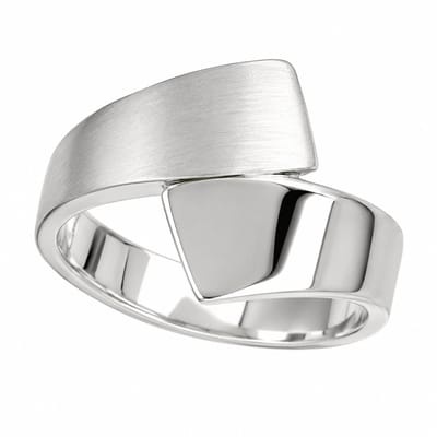 Mbrace Zilveren Dames Ring - Mat & Glanzend Design - Gerhodineerd Zilver - Modern & Minimalistisch - Maat 17.75 mm
