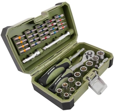 XHANDER Bits- en Doppenset 1/4" 37-delig met ratel - in koffer