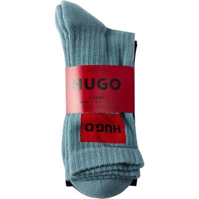 Hugo Korte sokken met Box-logo voor heren (set van 3) (Blauw)