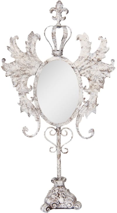 Clayre & Eef Tafelspiegel 37x14x68 cm Wit Metaal