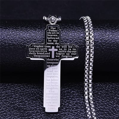Fako Bijoux - Cubaans Kruis Breed Voor Mannen - Ketting Met Kruis - Heren Ketting - Holy Cross - 30x50mm - 60cm - 2mm - Stainless Steel - RVS - Staal - Zilverkleurig