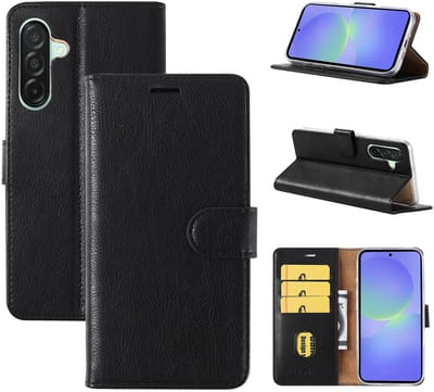 Hoesje Geschikt Voor Samsung Galaxy A36 Hoesje met Pasjeshouder - bookcase Portemonnee - Zwart