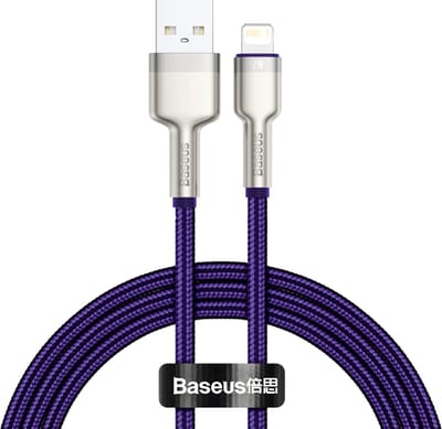 USB-A - Lightning Data- en Oplaadkabel Baseus Cafule Metal Series, 18W, 1m, Paars CALJK-A05