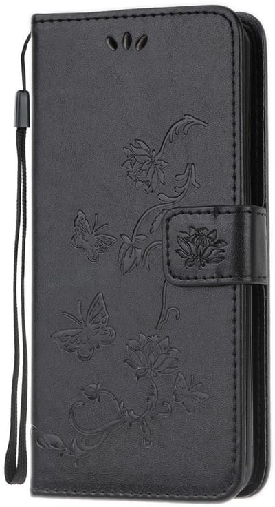 Coverup Bloemen & Vlinders Book Case - Geschikt voor Samsung Galaxy A42 Hoesje - Zwart