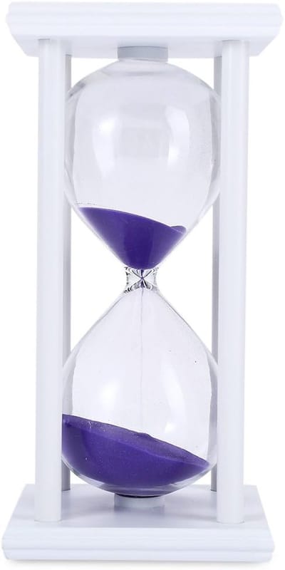 Zandloper Tijdmeter - Glazen Timer - Keuken Koken - Handgeblazen Decoratie - 45 Minuten - Wit Paars