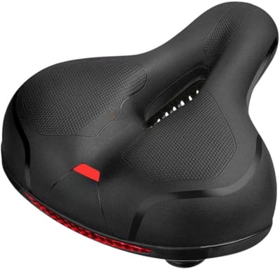 Fietszadel met Schokdemping en Ademend Design – Ergonomisch Zadel met LED-verlichting – Universeel voor Stadsfiets, Elektrische Fiets en MTB – 25x21 cm – Zwart