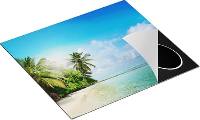 Chefcare Inductie Beschermer Tropisch Strand bij de Licht Blauwe Zee - 60x50 cm - Afdekplaat Inductie - Kookplaat Beschermer - Inductie Mat