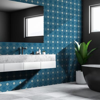Zelfklevende tegelmuurstickers voor keuken en badkamer - 30 AZULEJOS ORTANSIA tegelstickers - 30 stickers 20x20cm
