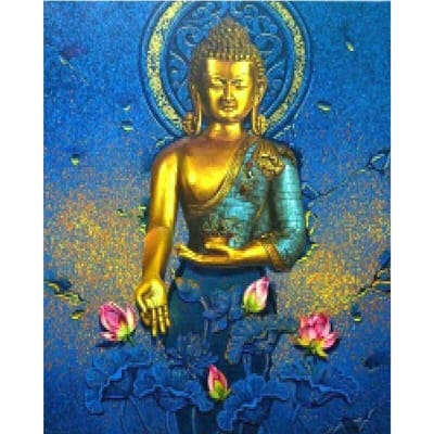 Peinture diamant 5D à faire soi-même, broderie complète au point de croix, motif Bouddha religieux 20X30CM brown