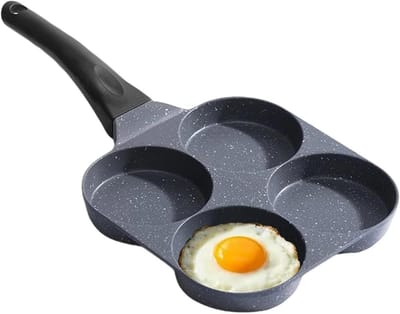 Koekenpan met 4 compartimenten - Omeletpan Pannenkoekenpan - Ontbijt Bereiden - Temperatuurindicator - 18 x 35 cm - Zwart