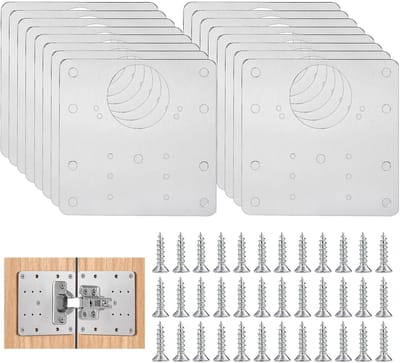 Dailygoods- Scharnierreparatieplaten 10-delige set - Roestvrij Stalen Reparatieplaten - 60 Schroeven - 9 x 9 cm - Duurzaam - Zilverkleurig
