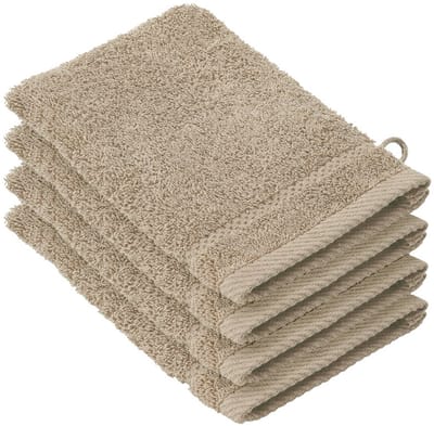 De Witte Lietaer Washandjes Stephanie Humus - 15 x 21 cm - set 4 stuks - Bruin - Katoen