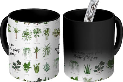 Magische Mok - Foto op Warmte Mokken - Koffiemok - Spreuken - Quotes - Happiness is... watching your plant starting to grow - Planten - Magic Mok - Beker - 350 ML - Theemok - Mok met tekst