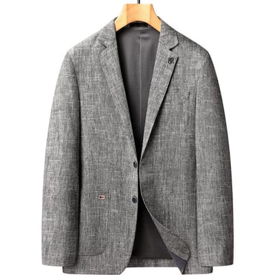 Linnenpak Lente en Herfst Dun Ademend Heren Casual Pak Koreaanse Versie 4XL gray