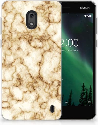 Nokia 2 TPU Siliconen Hoesje Marmer Goud
