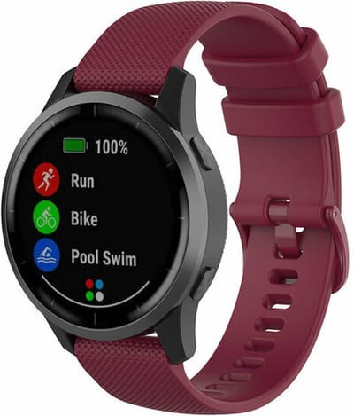 By Qubix - Geschikt voor Garmin bandje - Geschikt voor Garmin Vivomove 3 / HR / Luxe / Sport / Style / Trend - Sportband met motief - Wijnrood - Smartwatch bandje 20mm