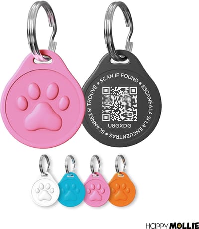 Mollie & Babs QR ID Tag - Pet Tag - QR Code - Hondenpenning - Dierenpenning - Duurzaam - Kunststof - Ø30mm - Roze - zoekmijnbaasje.nl
