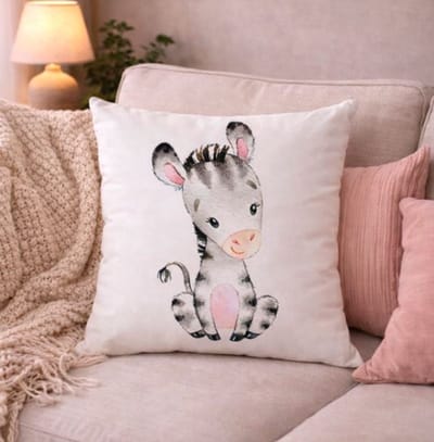 Velvet Baby Animals Collection kussenhoes - babykamer - kinderkamer - Zebra - 45x45 cm