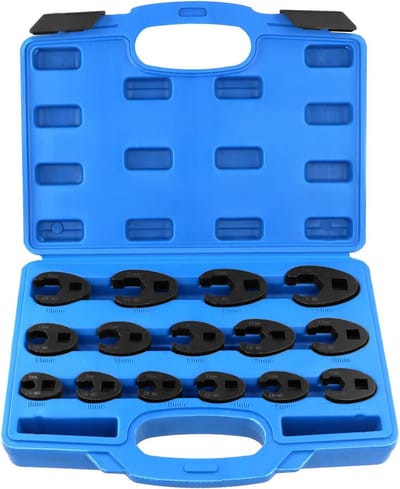 Dailygoods - 15-delige Kraaienpootsleutelset - 3/8" en 1/2" Vierkant