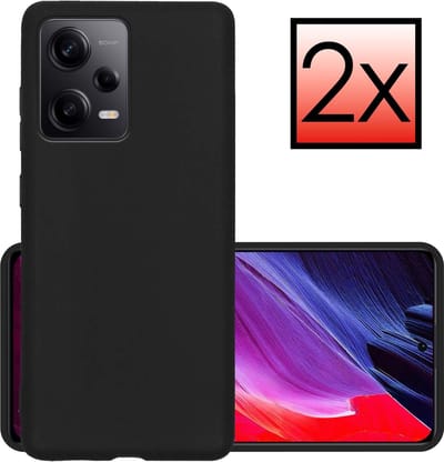 Hoesje - 2 Stuks - Geschikt voor Xiaomi Redmi Note 12 Pro - Sterk & Shockproof - Case Siliconen - Back Cover - Telefoon Hoes - Zwart