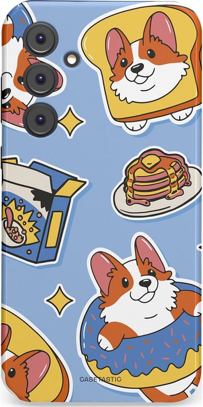 Casetastic Hoesje Geschikt voor Samsung A35 - Stijlvolle Beschermende Duo-layer Case - Hondenfeest Ontbijt