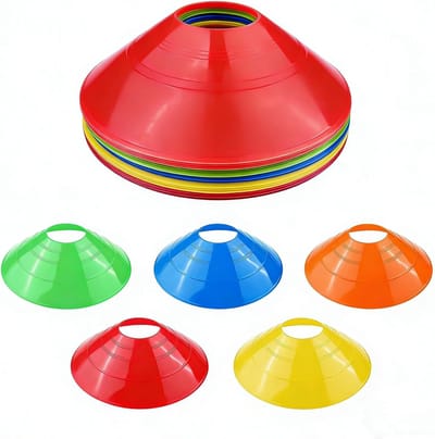 Set van 20 voetbalkegels, ronde markeringshoedjes, markeringsschijven voor hockey, schaatsen, handbal en coördinatietraining, 18 x 5 cm sportmuts