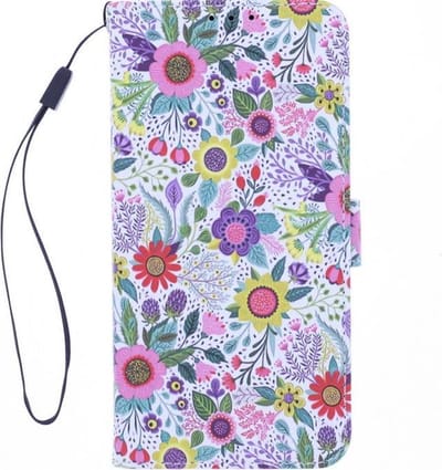 LuxeBass Boekhoesje met print geschikt voor Motorola G9 - Flowers - telefoonhoes - gsm hoes - telefoonhoesjes