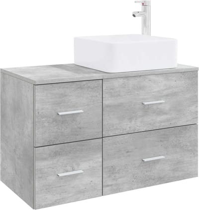 vidaXL - Badkamermeubel - Set - 2 - st - Betongrijs - Bewerkt - hout