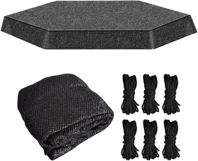Trampoline Top Cover - Trampoline Zonnescherm Protector - Buiten Spelen Beschermen - Verbeterde UV-afscherming - 37 m - 6 polen - Zwart