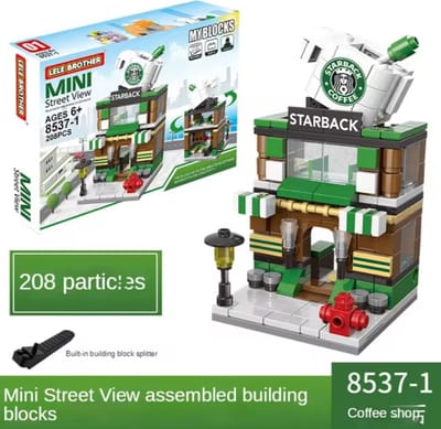 Huis Bouwstenen Mini City Store Street View Spel ´Starback´ Kinderspeelgoed voor Jongens En Meisjes Leuk Geschenk Compatibel Met Lego (Building Blocks)