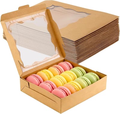20 Stuks Bruine Taartdozen met Kijkvenster - Kraft Papieren Verpakkingen voor Muffins, Taarten en Koekjes