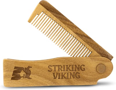 Striking Viking Opvouwbare Houten Baardkam voor Mannen - Sandelhout