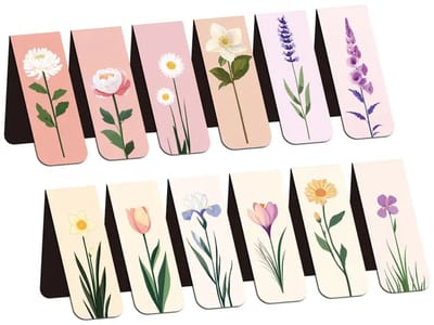 Viwado® - Magnetische Boekenleggers Set van 12 - Bloemen & Botanische Designs - Ideaal Cadeau voor Vrouwen & Studenten