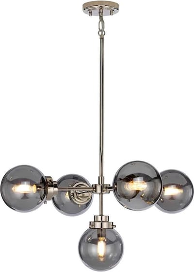 Landelijke Kroonluchter - Steady Lighting - Metaal - Landelijk - E14 - L: 67.4cm - Voor Binnen - Woonkamer - Eetkamer - Zilver