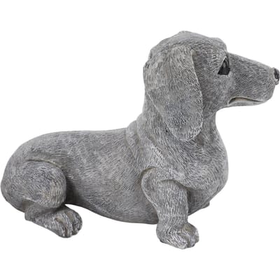 Figurine Teckel Résine Sculpture Teckel Statue d'Extérieur Ornement Cadeau pour Amoureux des Chiens Pour Jardin gray