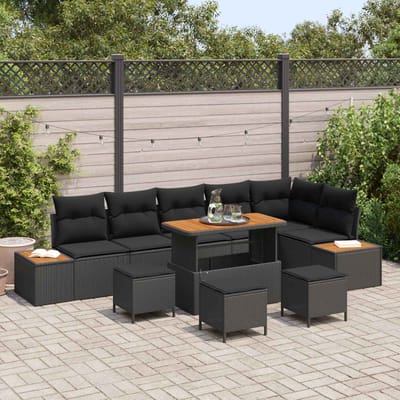 vidaXL - Tuinbank - Set - 10 - st - 9-Aantal - zitplaatsen - Zwart