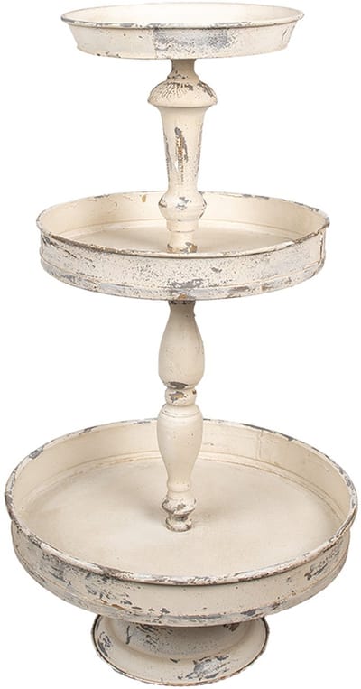 Clayre & Eef Etagère 3 laags Ø 42x75 cm Beige Metaal