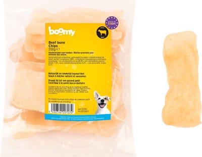 Boomy - Hondensnacks - Hondensnoepjes - Kauwstaaf hond - Beef Bone Chips met collageen - 12x5cm - 200g